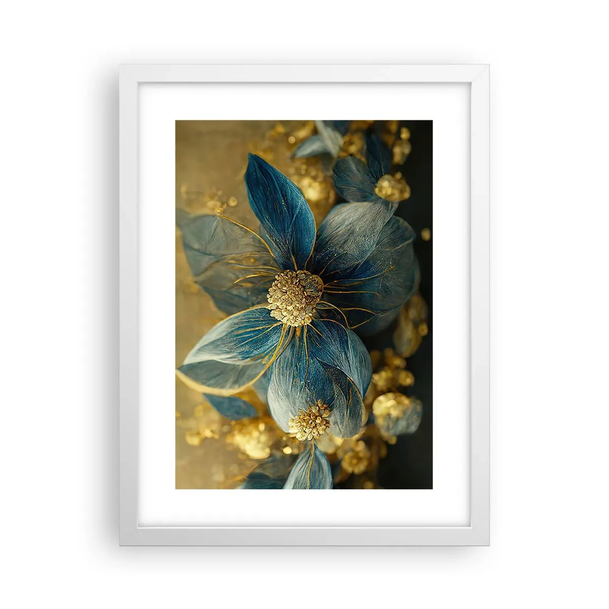 Poszter fekete keretben - Aranyló virág - 30x40 cm