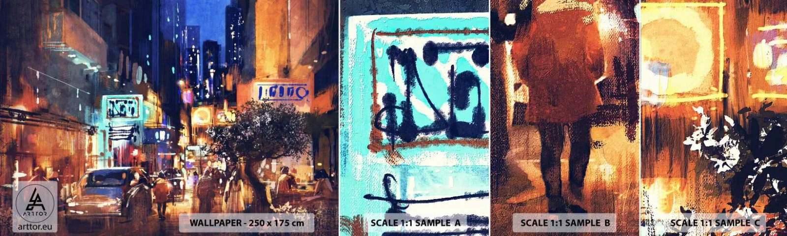 Fotótapéta Minta Öntapadós Deluxe Sticker - A város nem alszik - Város, Emberek, Építészet - 100x30 cm