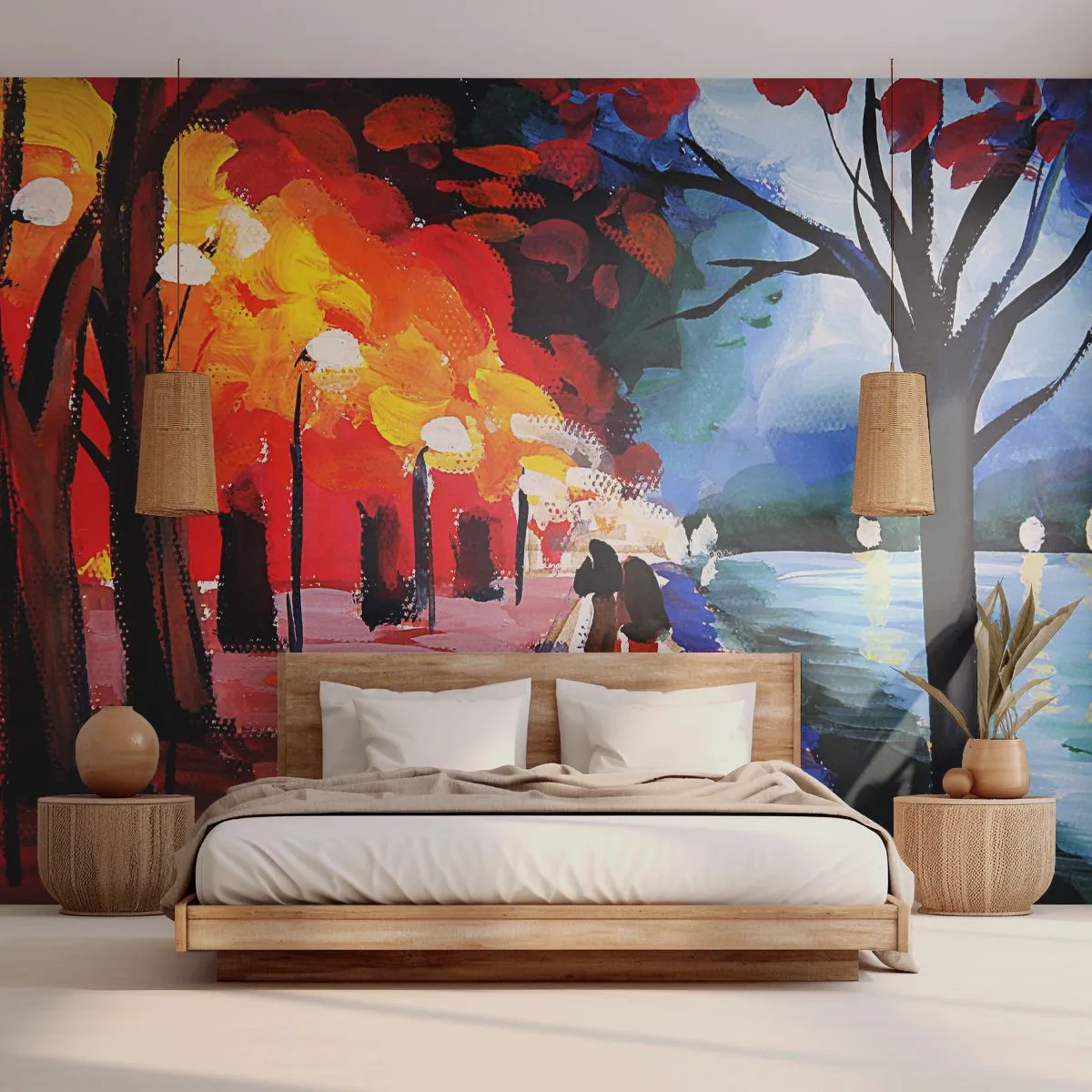 Fotótapéta Standard Eco - Lángoló ősz a parkban - Absztrakció, Tájkép, Park Alley - 200x140 cm
