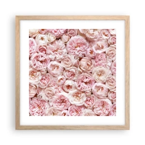 Poszter világos tölgy keretben - Rózsákkal átszőve - 40x40 cm