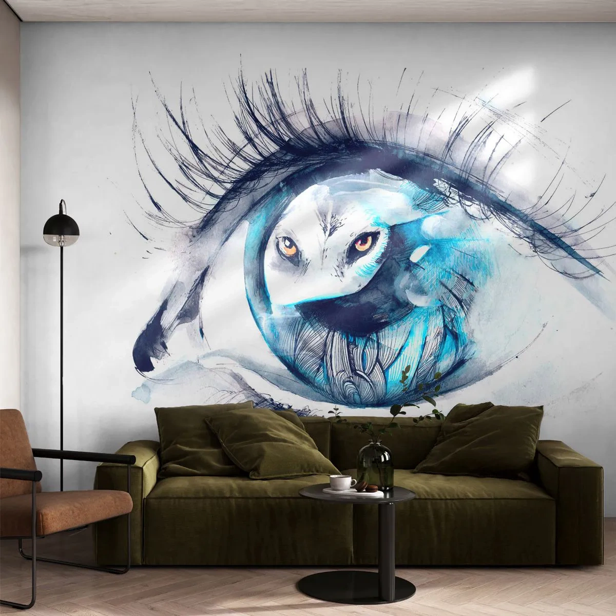 Fotótapéta Standard Eco - Szemtől szembe a vadonnal - Absztrakció, Szem, Bagoly - 200x140 cm
