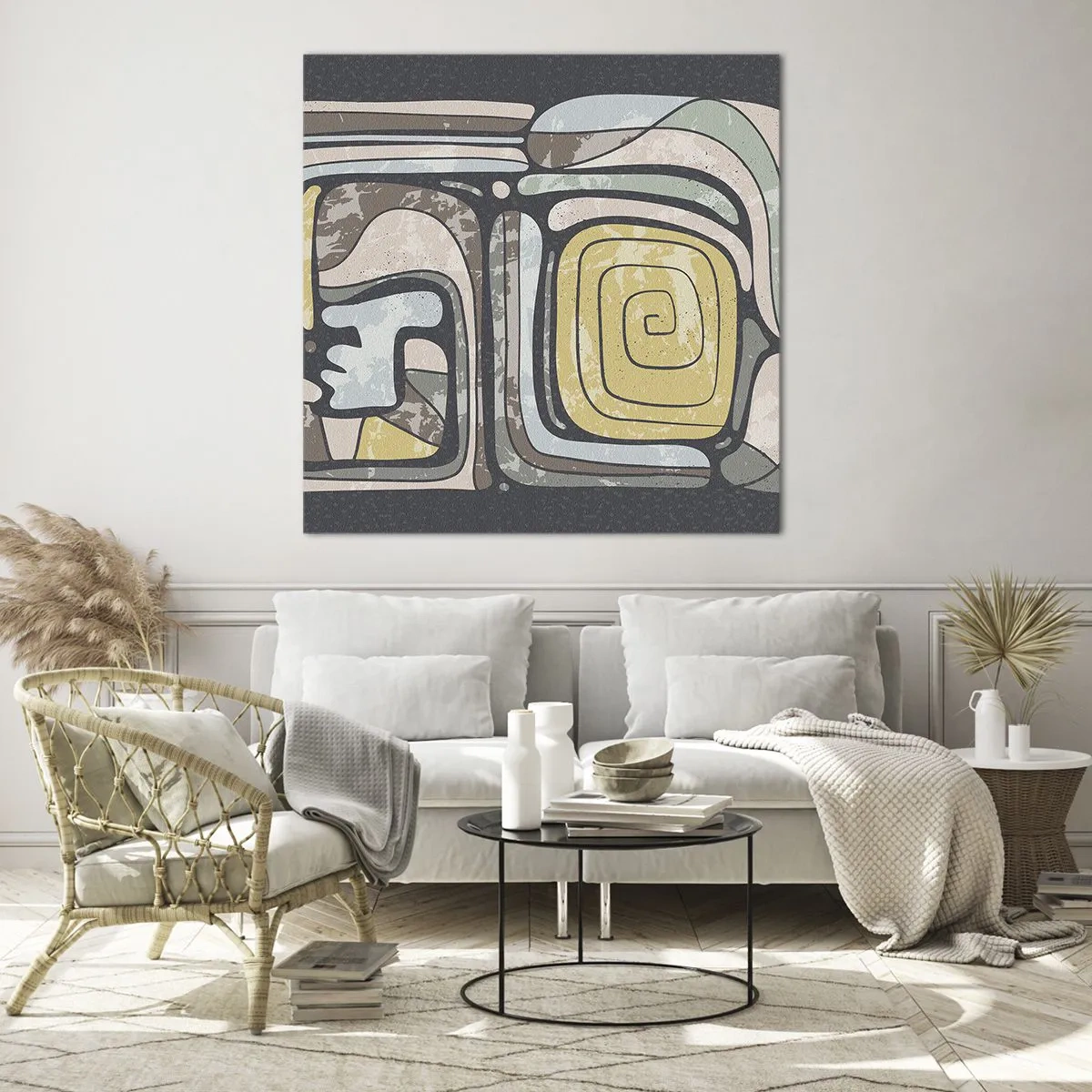 Üveg kép - Absztrakció pre-kolumbián szellemben - 40x40 cm