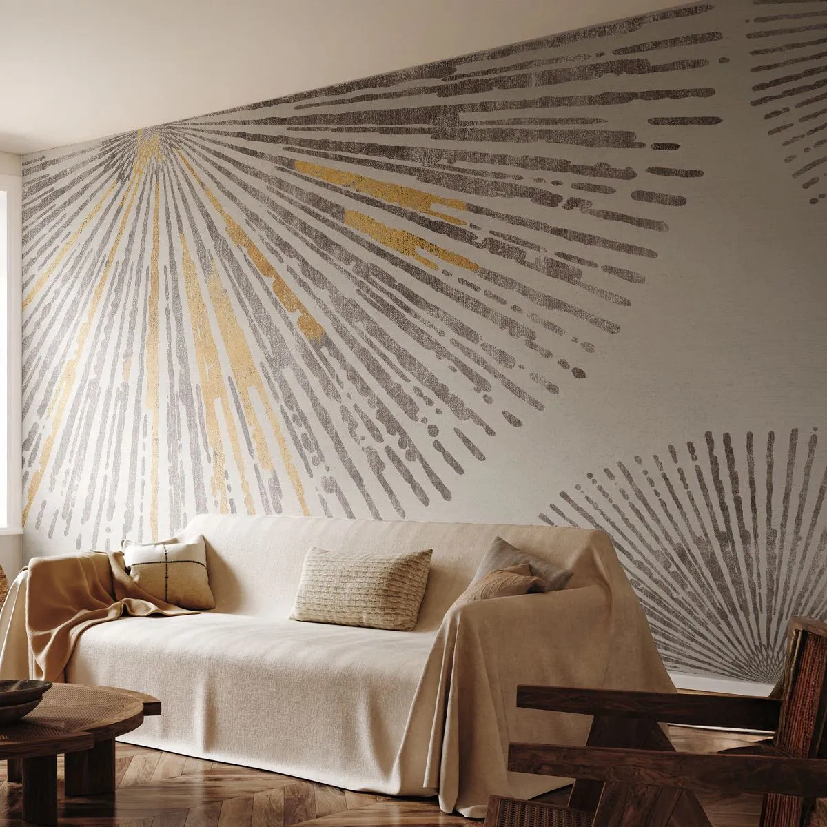 Fotótapéta Premium Canvas - A sugár szépsége - Minimalizmus, Fényes, Vonalak - 200x140 cm