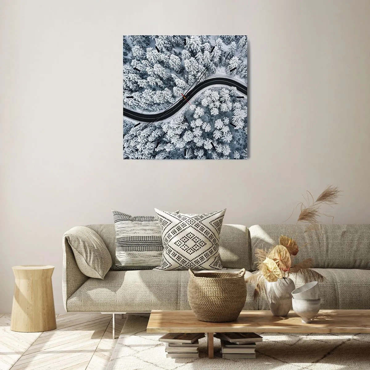 Falióra, Óra - A téli erdőn - 40x40 cm