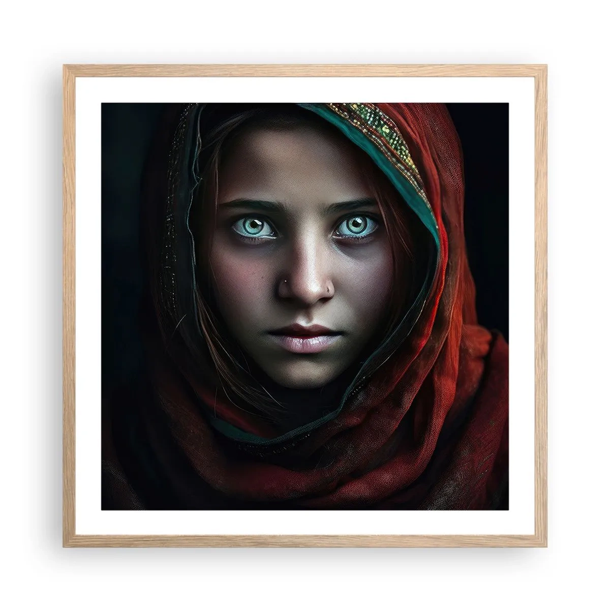 Poszter világos tölgy keretben - Keleti hercegnő - 60x60 cm