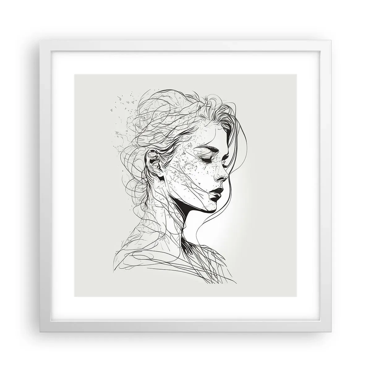 Poszter fekete keretben - Portré álmodozásban - 40x40 cm