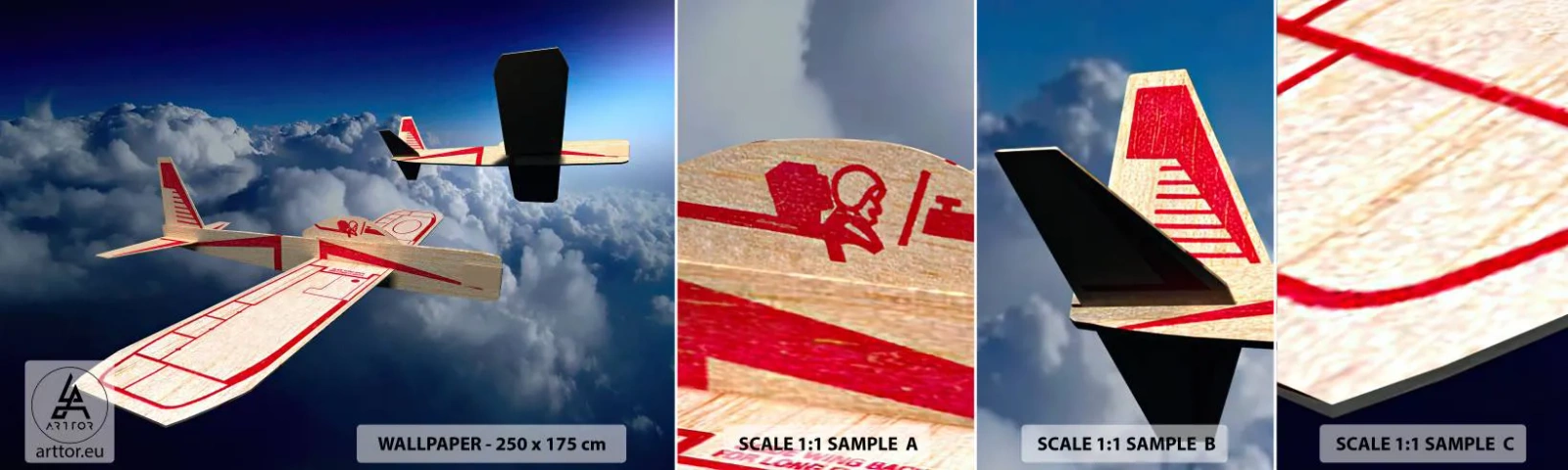 Fotótapéta Minta Standard Eco - Még feljebb, még tovább - Repülőgép, Vitorlázó repülőgép, Felhők - 100x30 cm