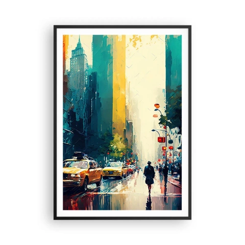 Poszter fehér keretben - New York - itt még az eső is színes. - 70x100 cm