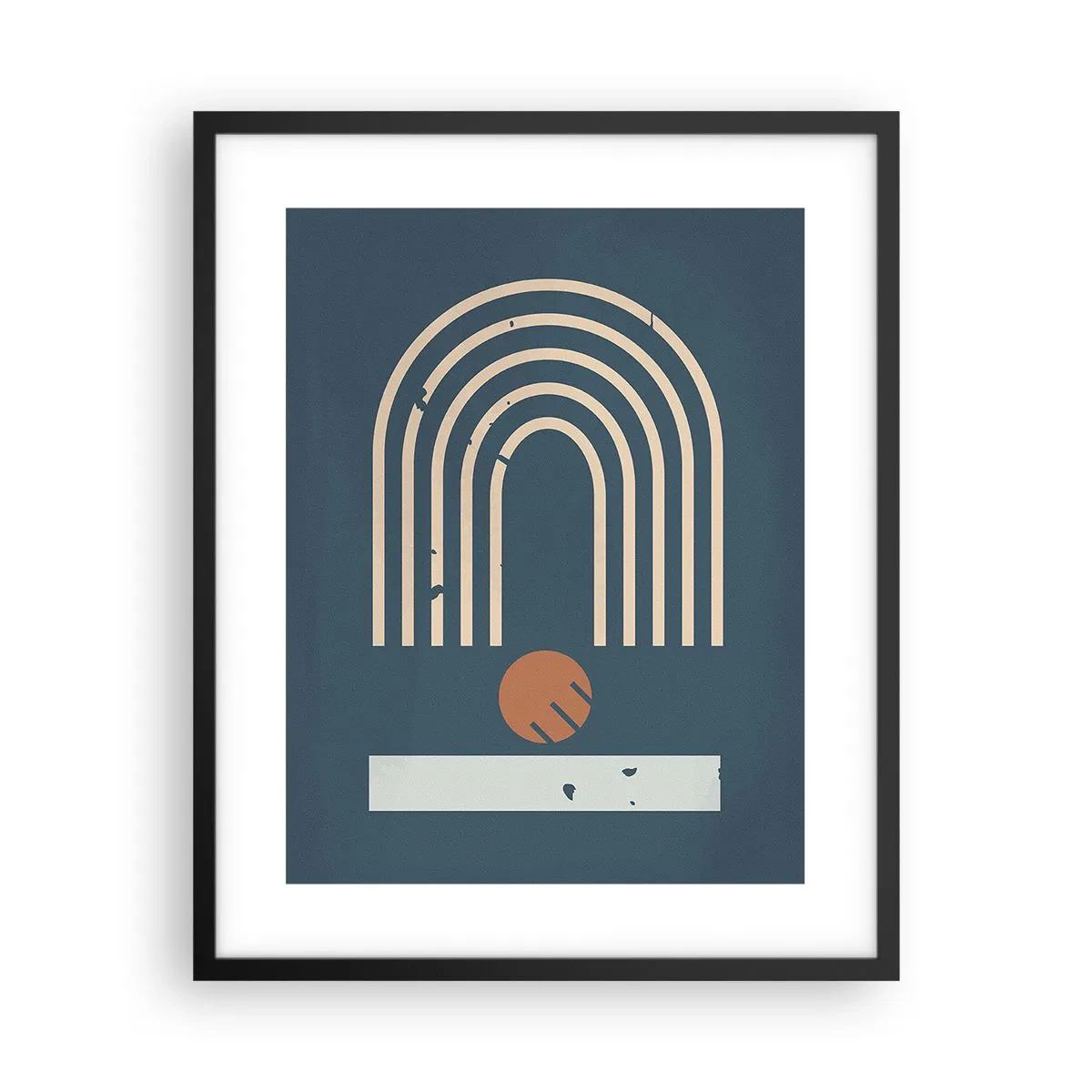 Poszter fehér keretben - Geometria sötétkék háttéren - 40x50 cm