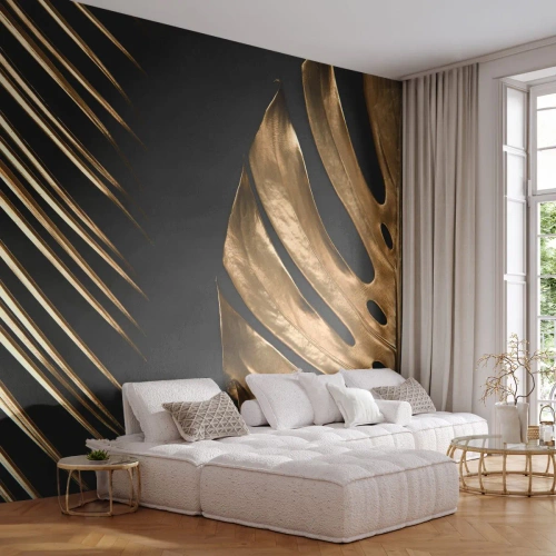 Fotótapéta Premium Canvas - Más és ugyanolyan drága - Pálmafa levél, Monstera levél, Absztrakció - 350x256 cm