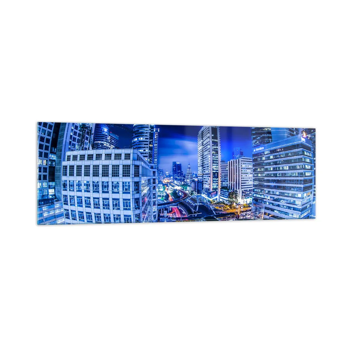 Üveg kép - Az éjszakai város ritmusai - 160x50 cm