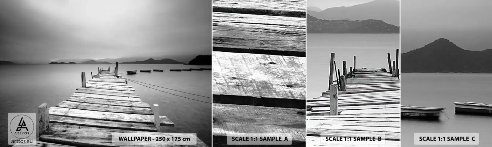 Fotótapéta Minta Öntapadós Deluxe Sticker - Hegyeken és tengereken túl - Tájkép, Fa híd, Łódź - 100x30 cm