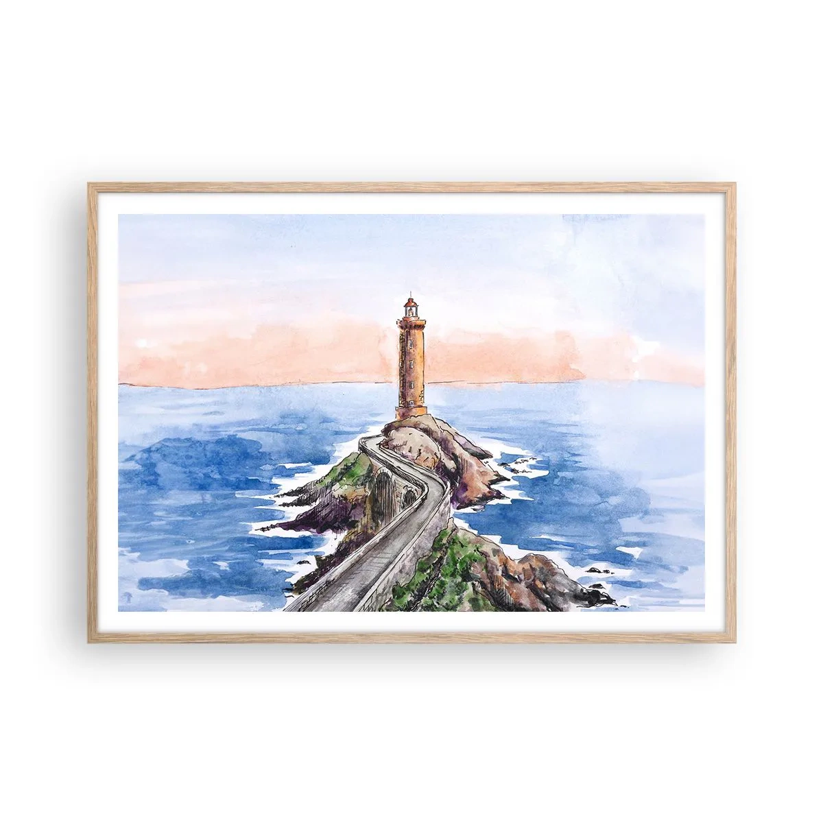 Poszter világos tölgy keretben - Szemben a tengerrel - 100x70 cm