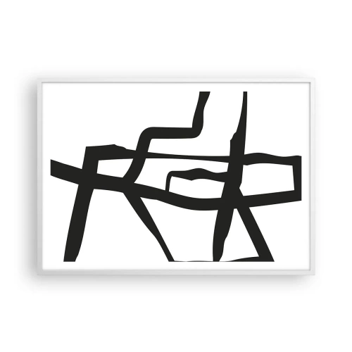 Poszter fekete keretben - Fekete-fehér konstrukció - 100x70 cm