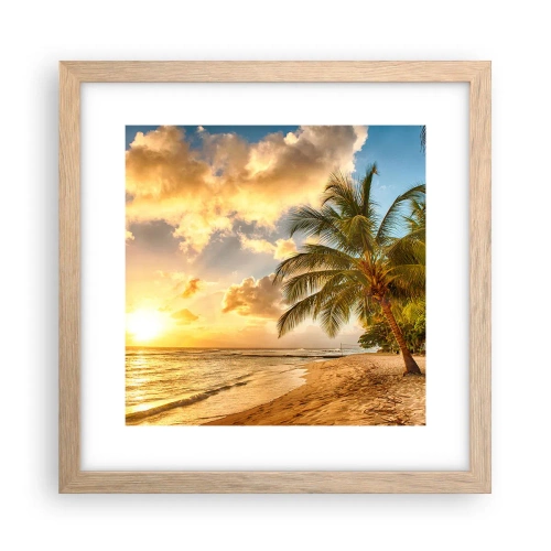 Poszter világos tölgy keretben - Örök nyár, mindig vakáció - 30x30 cm