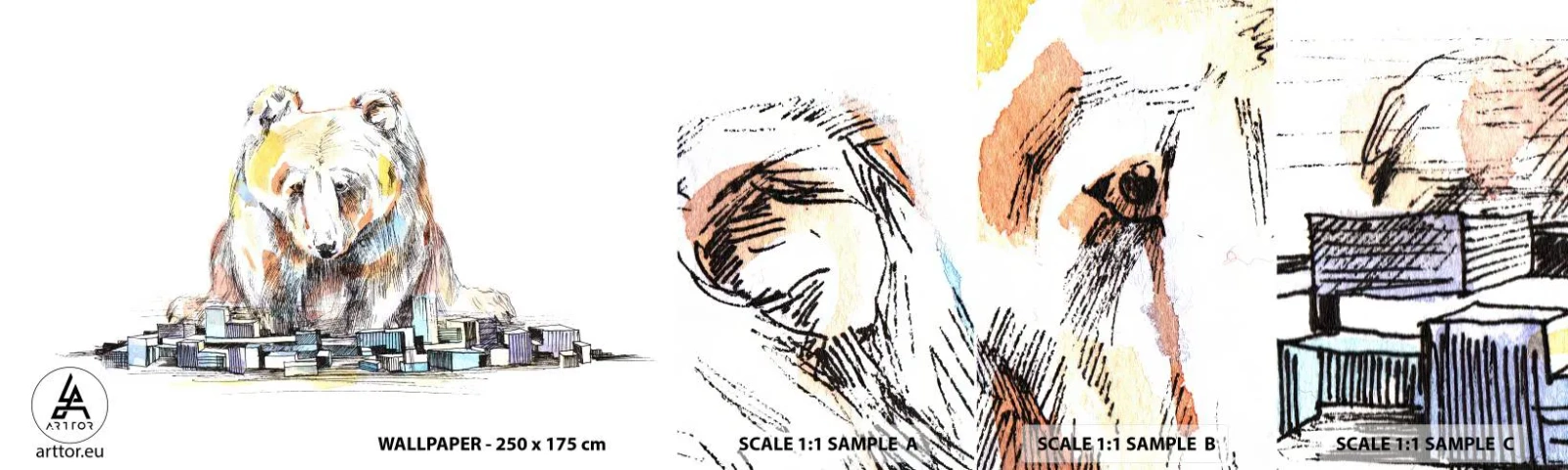 Fotótapéta Minta Öntapadós Deluxe Sticker - Hogy lehet így élni? - Állatok, Medve, Grafika - 100x30 cm