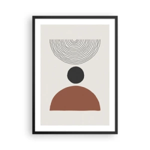 Poszter fehér keretben - Geometrikus motívum félkörrel és vonalakkal világos háttéren - 50x70cm - A figyelem középpontjában - Modern fali dekoráció nappalihoz és hálószobához ARTTOR