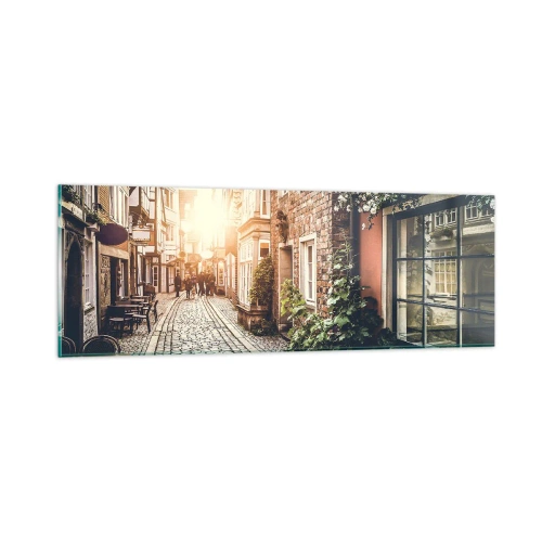 Üveg kép - Rózsa sikátor rózsaszín fényben - 90x30 cm