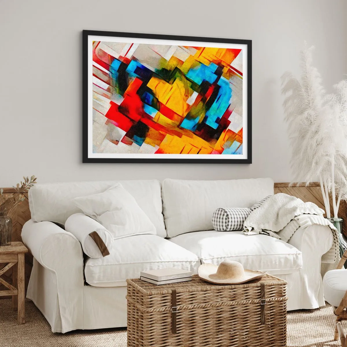 Poszter fehér keretben - Többszínű réteges - 40x30 cm