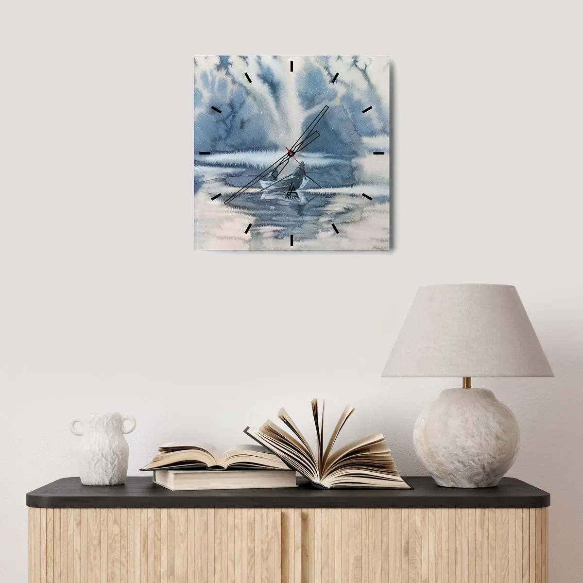 Falióra, Óra - Horgászok a paradicsomukban - 40x40 cm