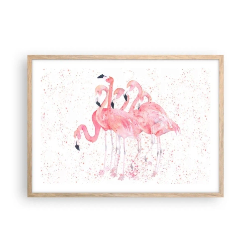 Poszter világos tölgy keretben - Rózsaszín együttes - 70x50 cm