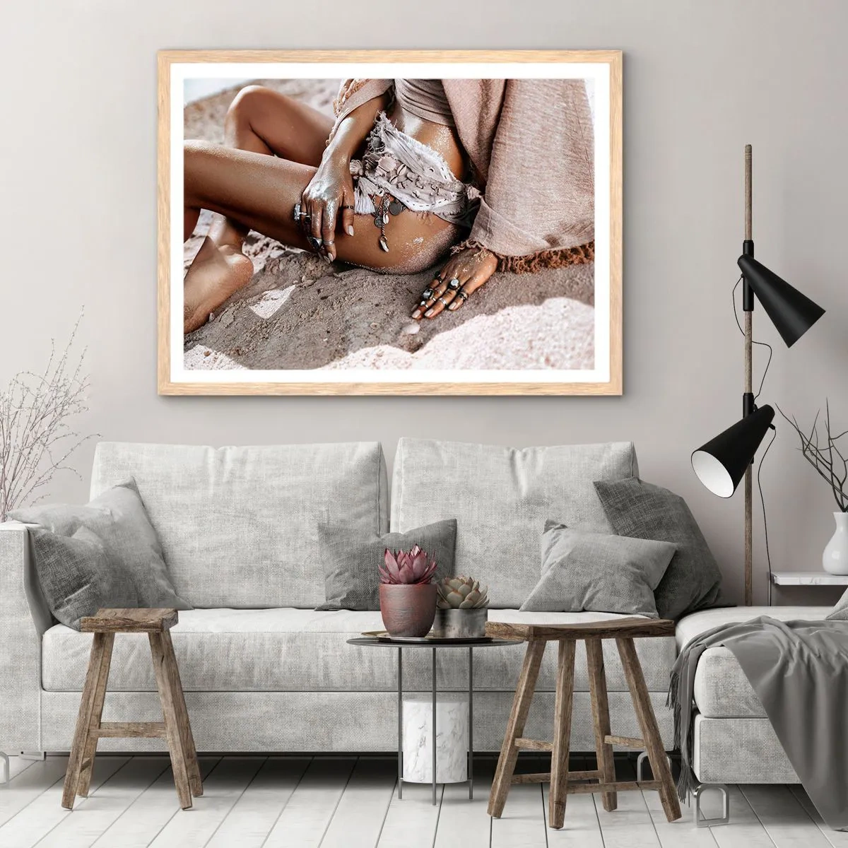 Poszter világos tölgy keretben - A hullámok vetettek partra? - 40x30 cm