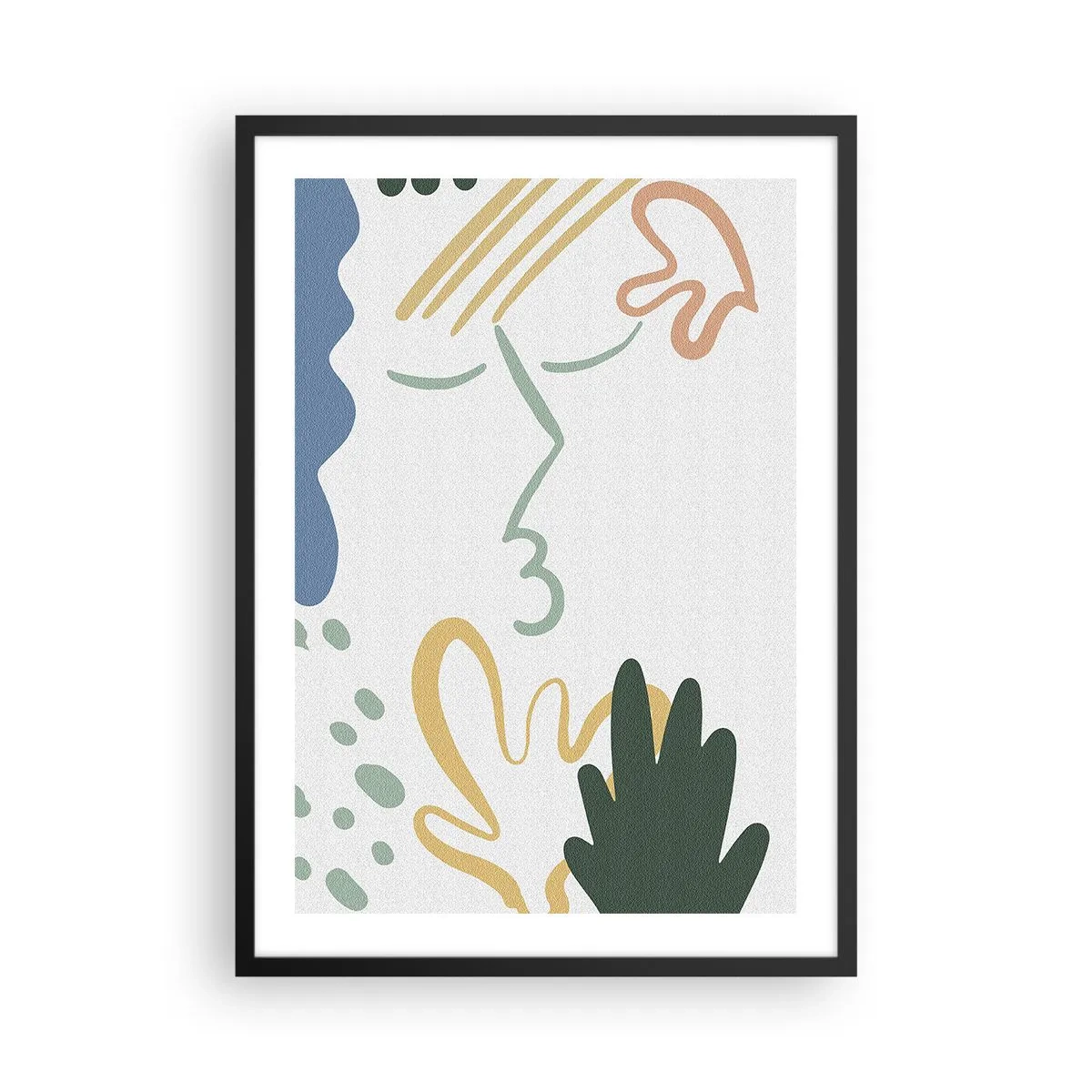 Poszter fehér keretben - Absztrakt portré pasztellben - 50x70cm - Egy virágcsók - Modern fali dekoráció nappalihoz és hálószobához ARTTOR