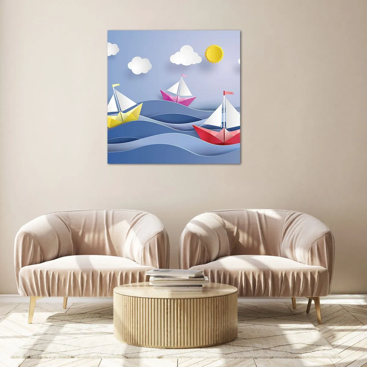 Üveg kép - Ó, milyen jó hintázni a hullámokban - 70x70 cm
