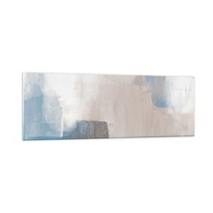 Üveg kép - Rózsaszín absztrakció egy kék fátyol mögött - 90x30 cm