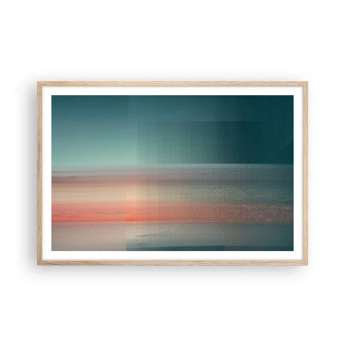 Poszter világos tölgy keretben - Absztrakt: fényhullámok - 91x61 cm
