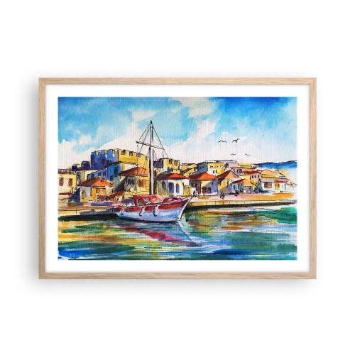 Poszter világos tölgy keretben - Szivárványos délután - 70x50 cm