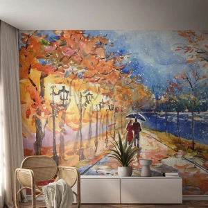 Fotótapéta Premium Sand - Együtt az idő határáig - Tájkép, Park sugárút, fák - 150x105 cm