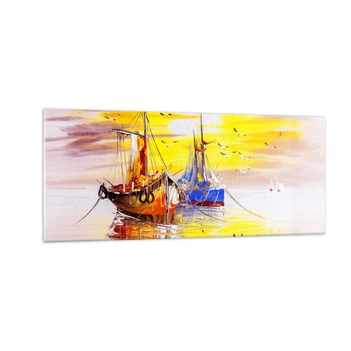 Üveg kép - Megérdemelt pihenés a kikötőben - 100x40 cm