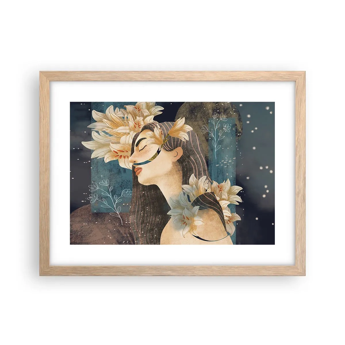 Poszter világos tölgy keretben - Mese egy liliomos hercegnőről - 40x30 cm