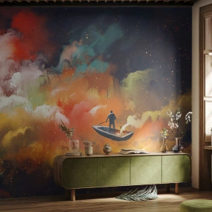 Öntapadós Fotótapéta Deluxe Sticker - Hajóval a galaxison keresztül - Absztrakció, Fantázia, Utazás - 300x210 cm