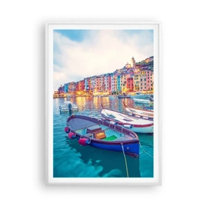 Poszter fekete keretben - Színes este a kikötőben - 70x100 cm