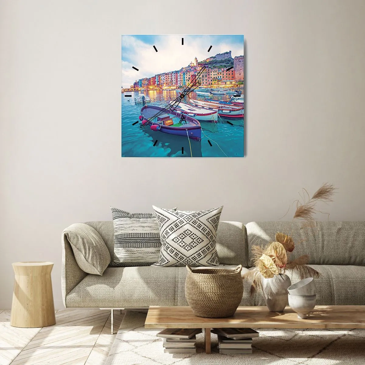 Falióra, Óra - Színes este a kikötőben - 30x30 cm