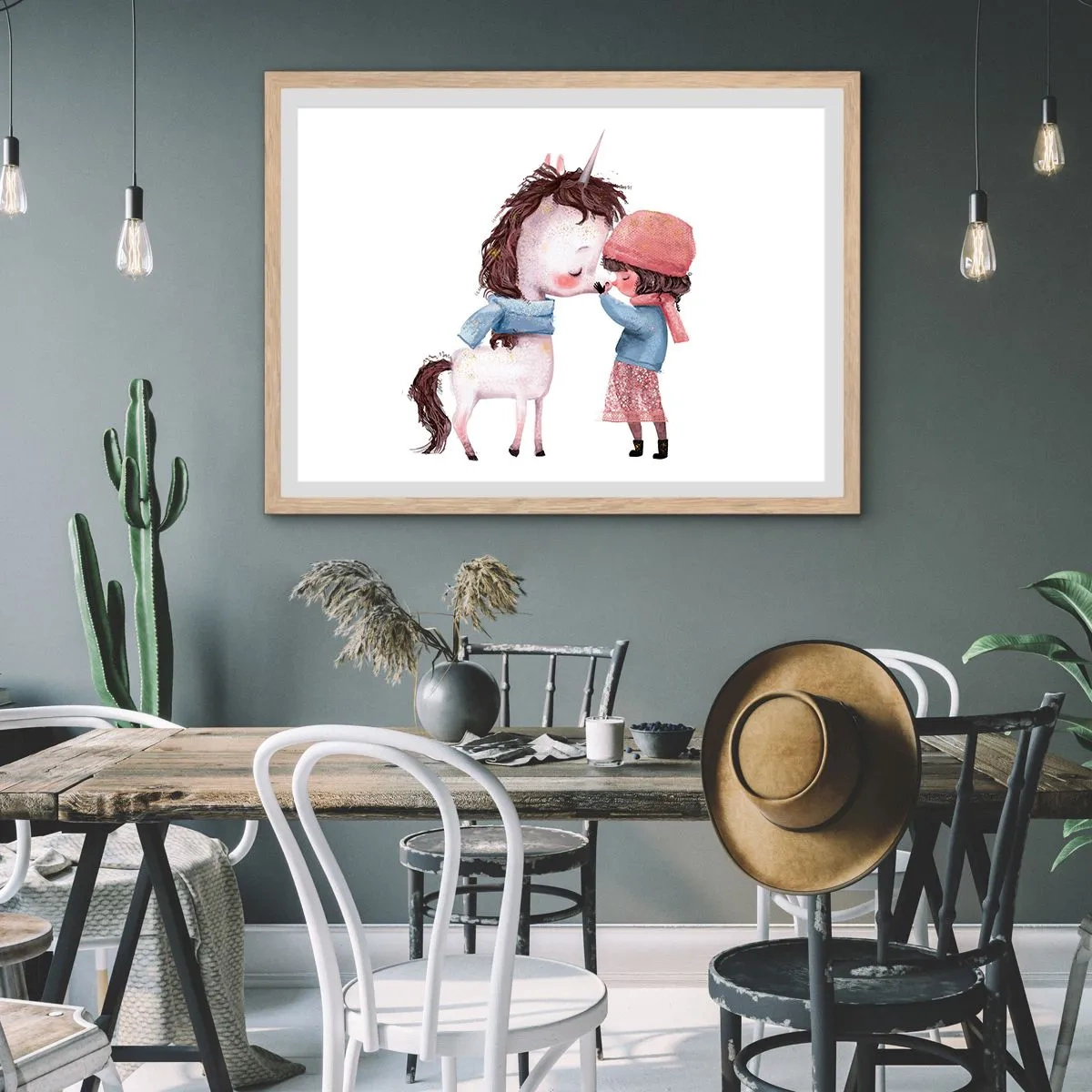 Poszter világos tölgy keretben - Téli mese - 100x70 cm