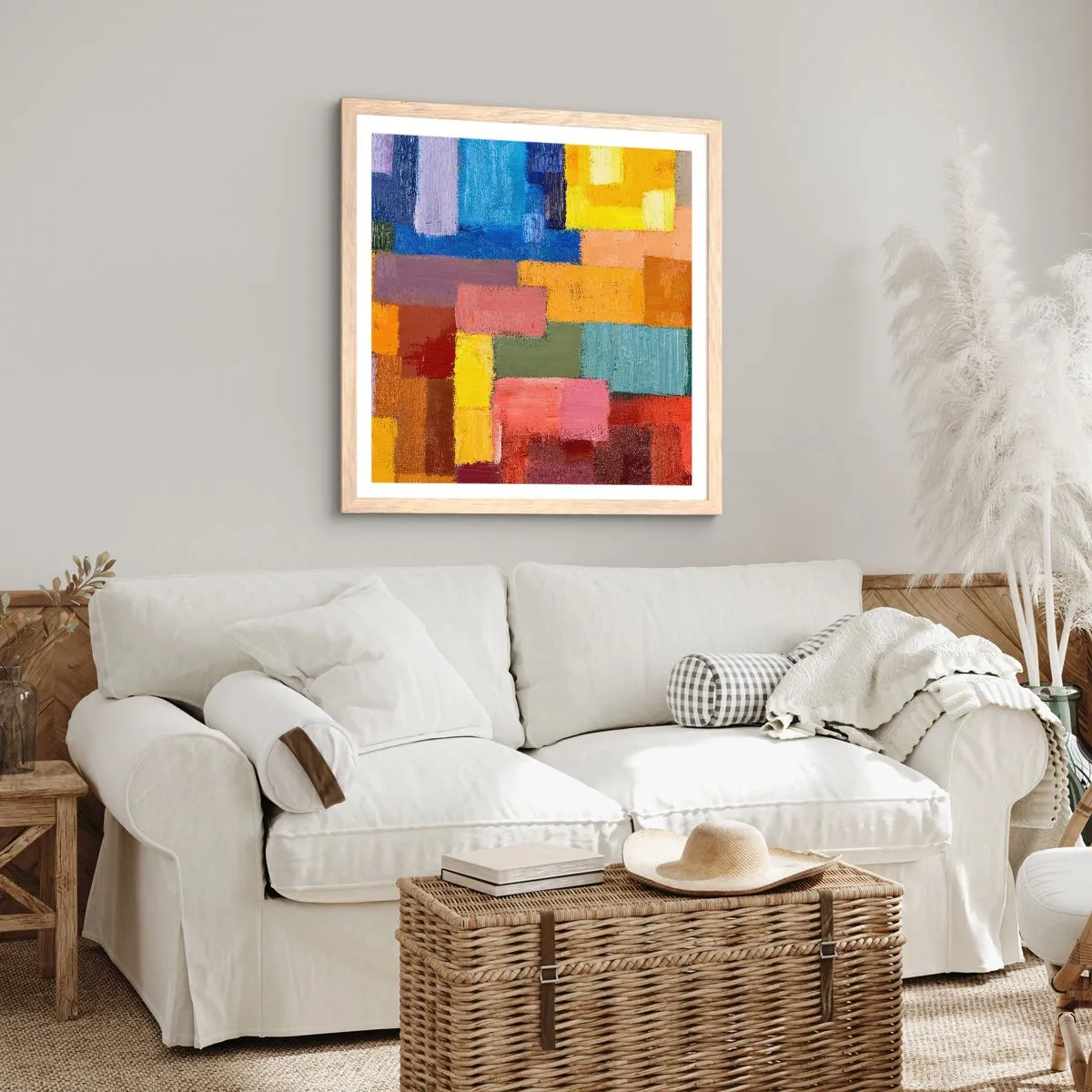 Poszter világos tölgy keretben - Mindegyik más, mindegyik színes - 40x40 cm