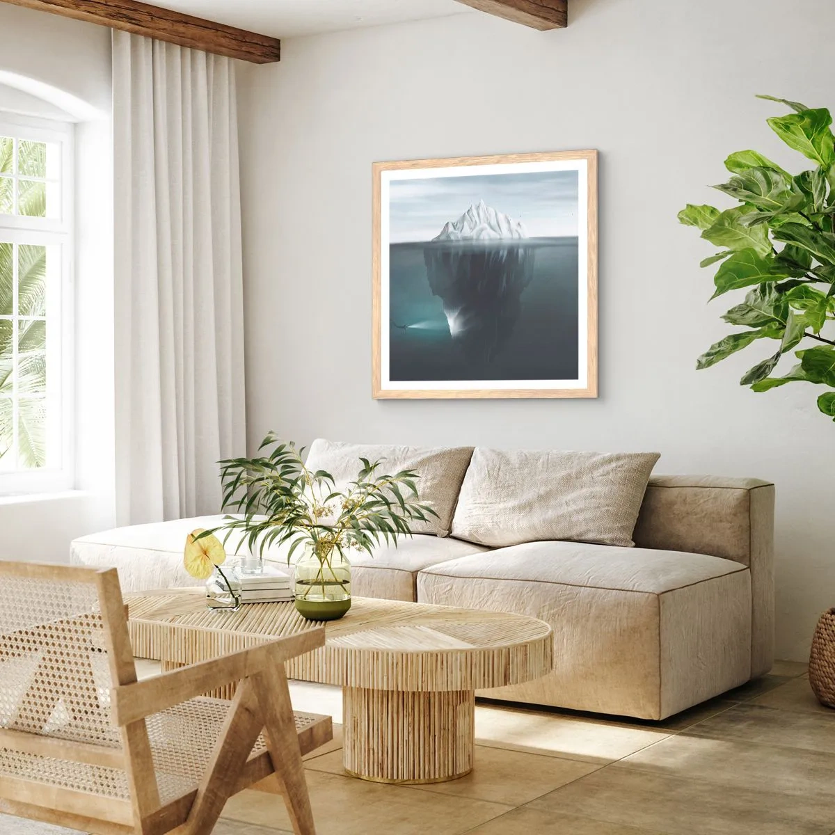 Poszter világos tölgy keretben - Víz alatti rejtély - 30x30 cm