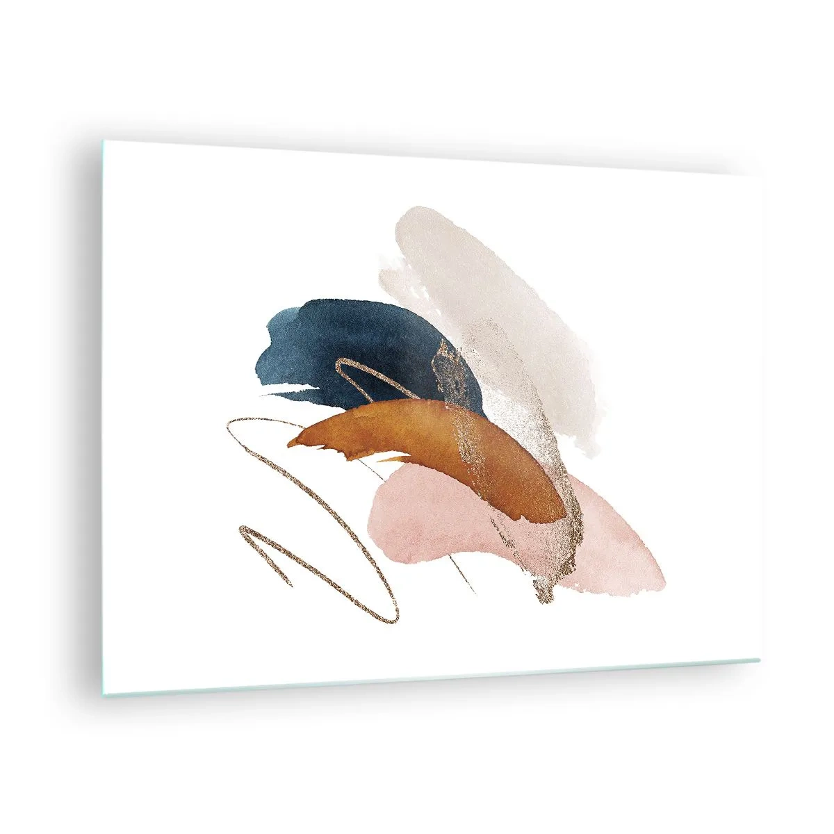Üveg kép - Absztrakt ecsetvonások tompa színekben - 70x50cm - Szárnyas kompozíció - Modern fali dekoráció nappalihoz és hálószobához ARTTOR