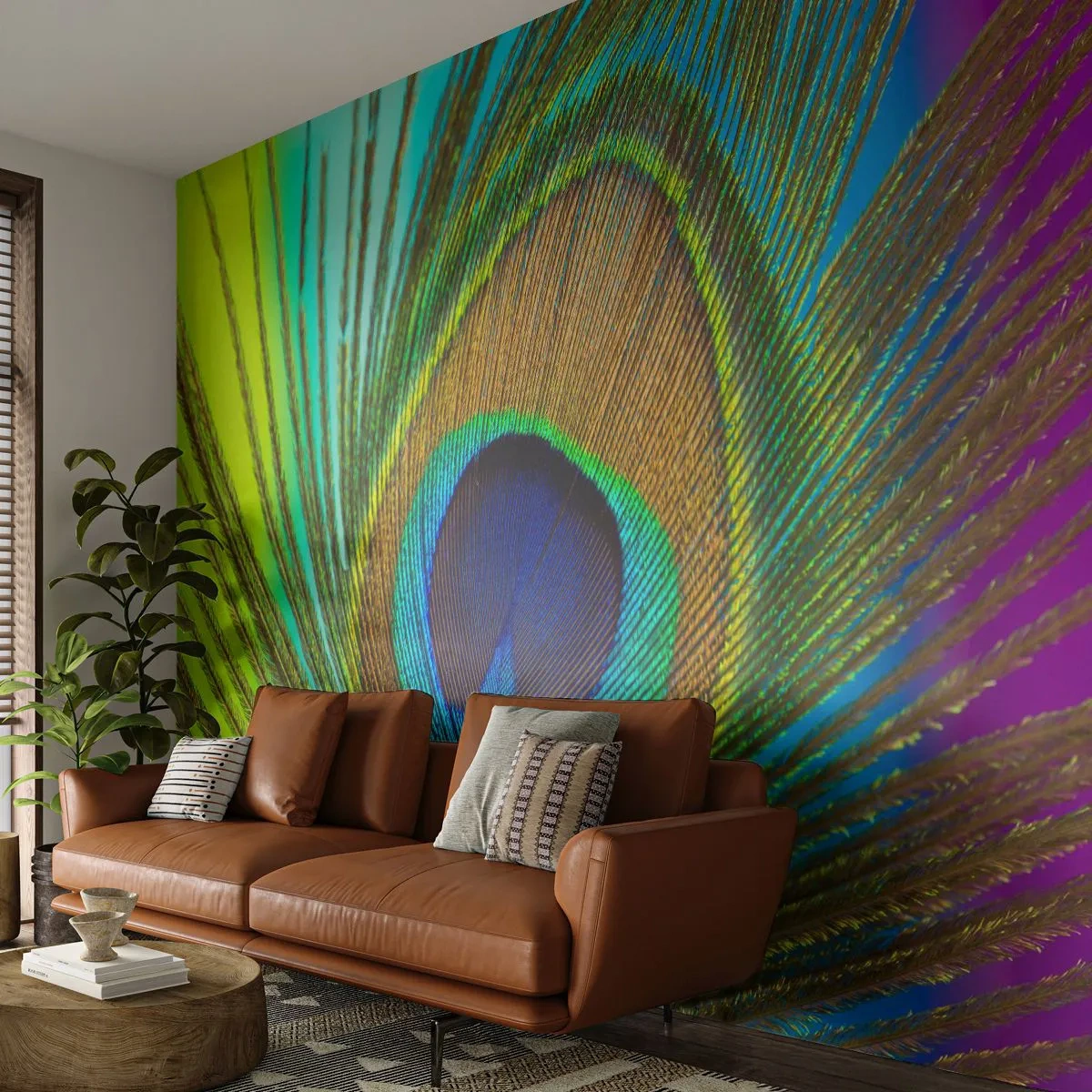 Fotótapéta Premium Canvas - Szemtől szemben - Absztrakció, Pávatoll, Darab - 250x175 cm