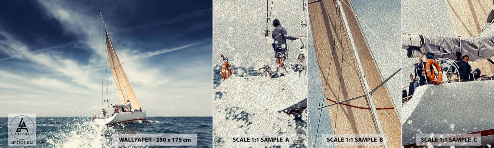 Fotótapéta Minta Premium Sand - Nem érnek utol! - Vitorlás, óceán, Vitorlás jacht - 100x30 cm