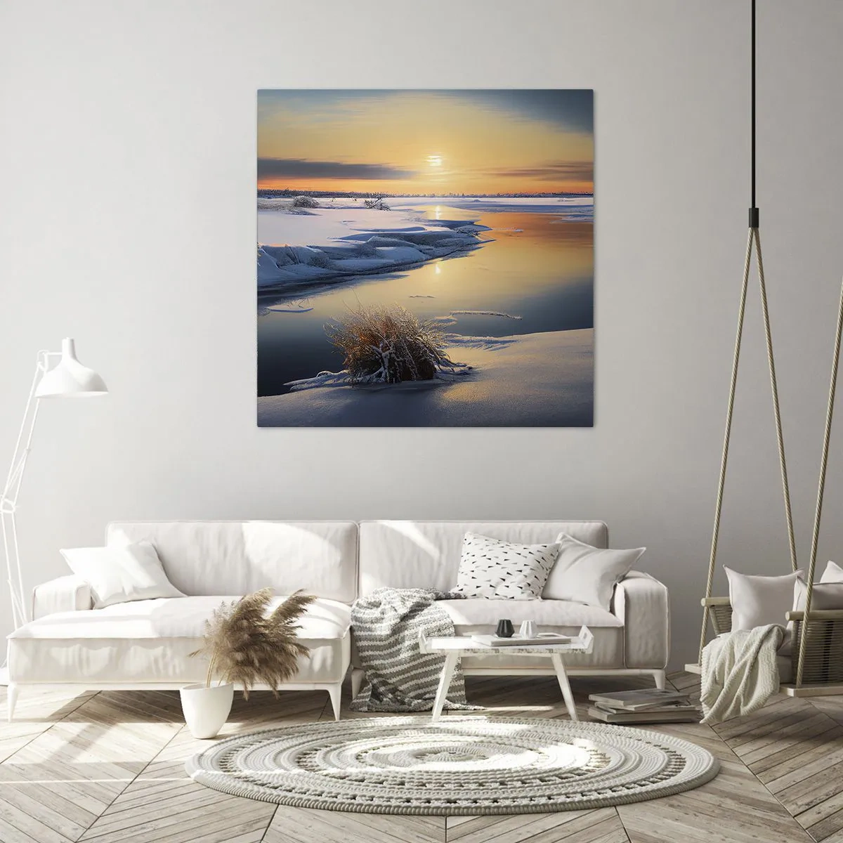 Vászonkép - Téli naplemente - 60x60 cm