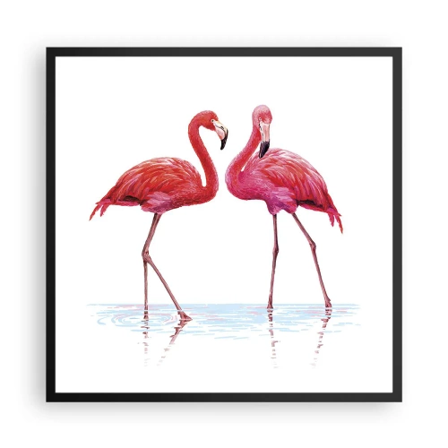 Poszter fehér keretben - Rozsaszín randez-vous - 60x60 cm