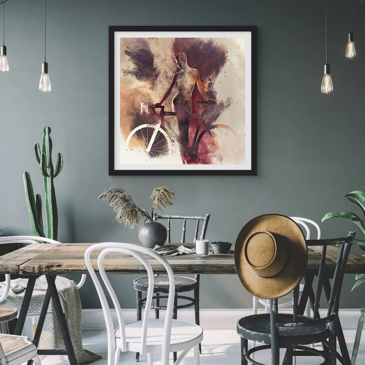 Poszter fehér keretben - Márvány formájú kerékpáros lélek - 40x40 cm