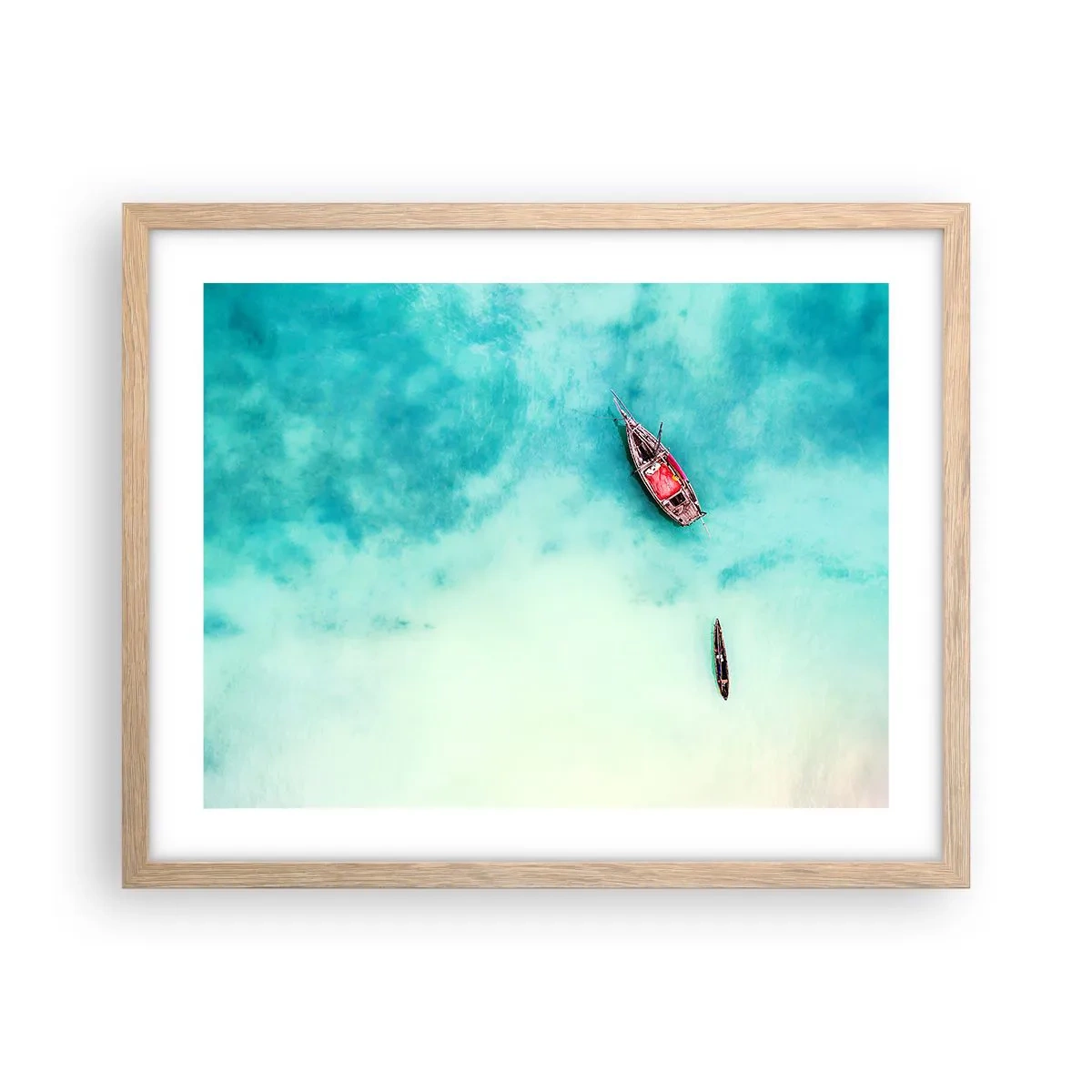 Poszter világos tölgy keretben - A Zanzibár strandjain, amikor sok a víz... - 50x40 cm