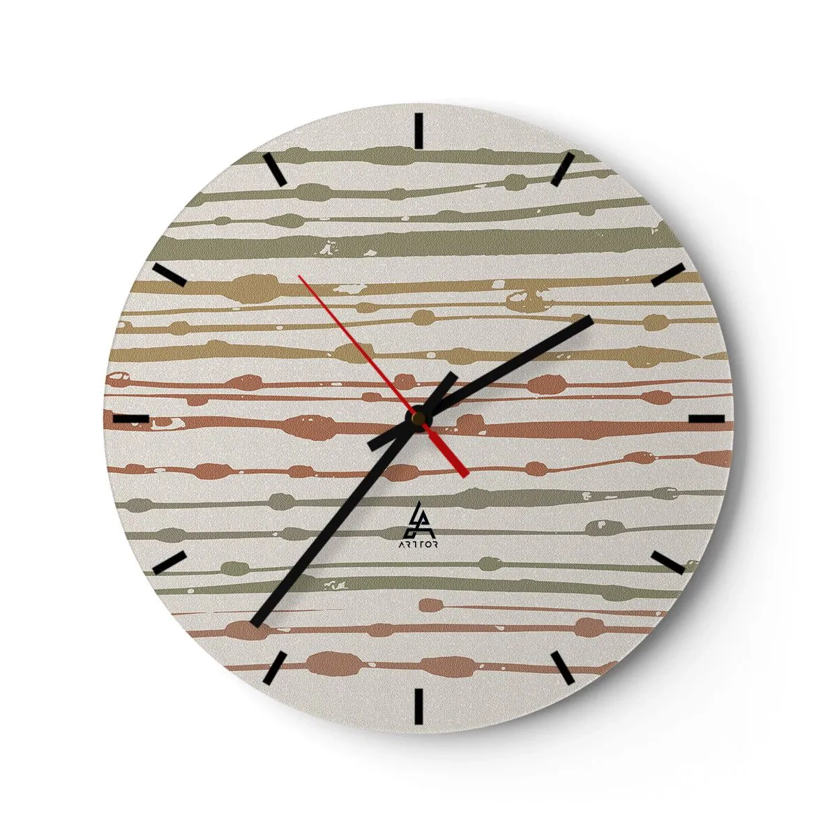 Falióra, Óra - Színes vonalak és foltok vízszintes ritmusban világos háttéren - 30x30cm - Zenei színjegyzetelés - Modern fali dekoráció nappalihoz, konyhához és hálószobához ARTTOR