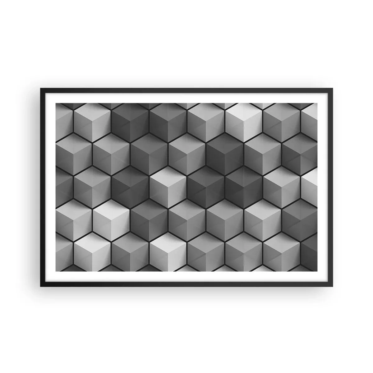 Poszter fehér keretben - Kubista kirakós - 91x61 cm