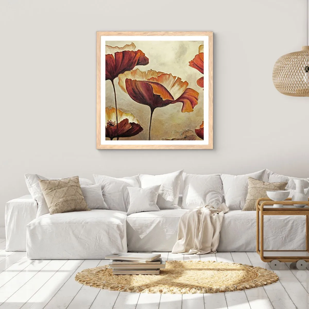 Poszter világos tölgy keretben - Rét - 60x60 cm